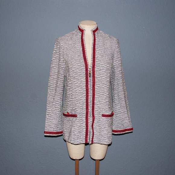 ST JOHN Textured Boucle Knit Zip-Front Jacket [C9] - Picture 5 of 8